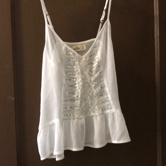 Hollister White Sequin Tank - Picture 1 of 3